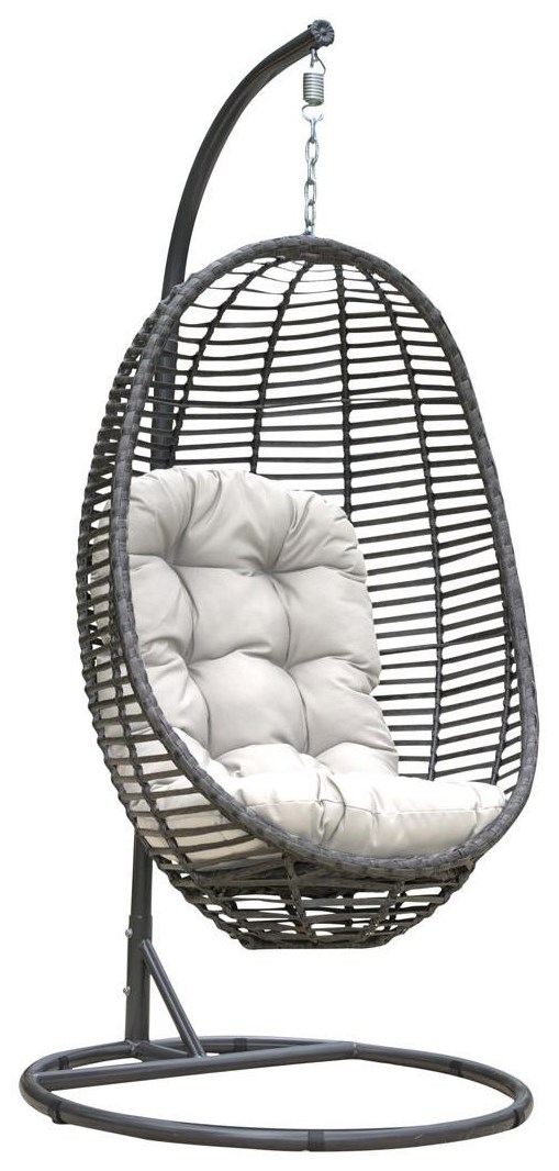 Graphite Woven Hanging Chair and Stand